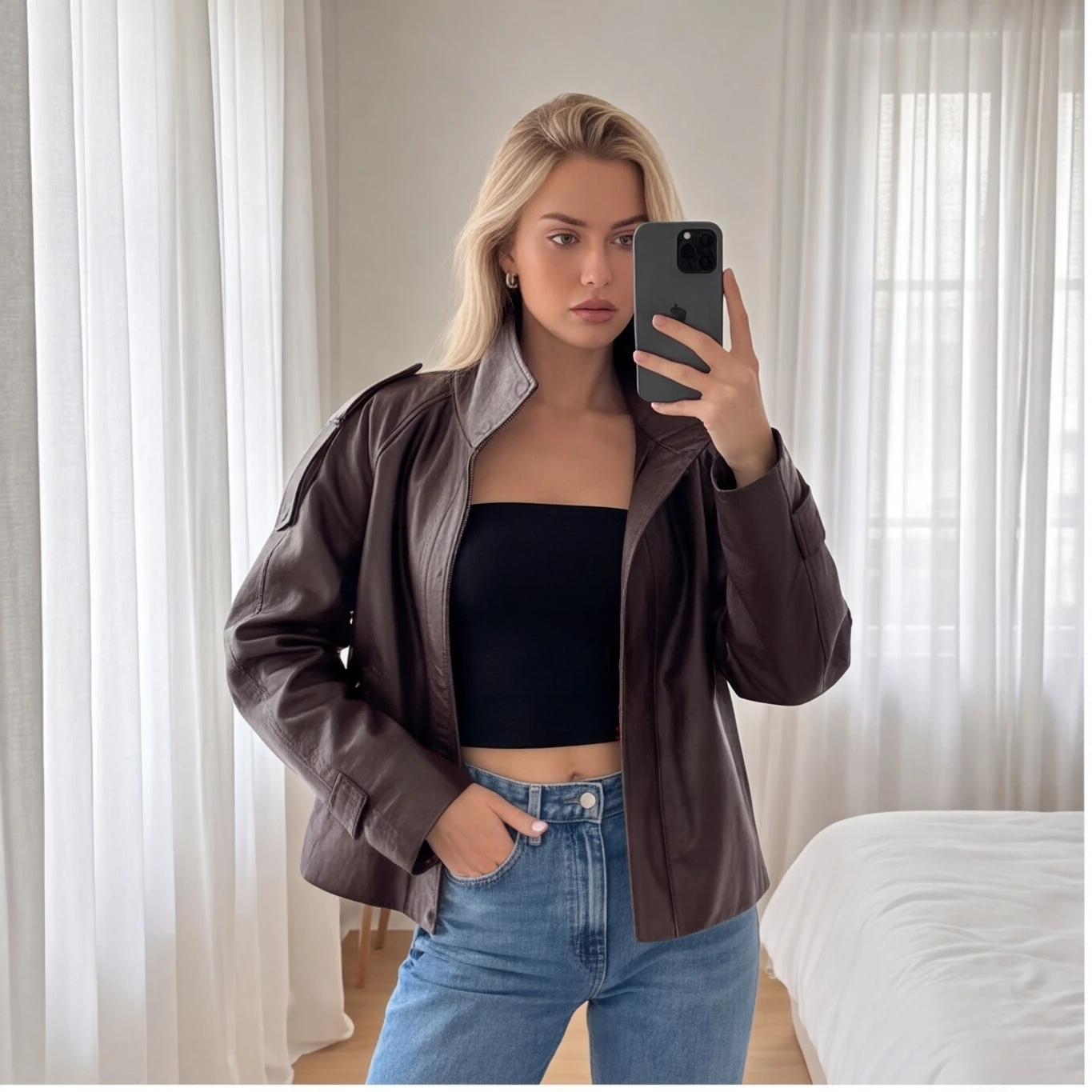 Guobioziy 2026Classic Commuter Style Fall Solid Color Simple Women's Short Faux Leather Jacket, Stand Collar Loose Coat
