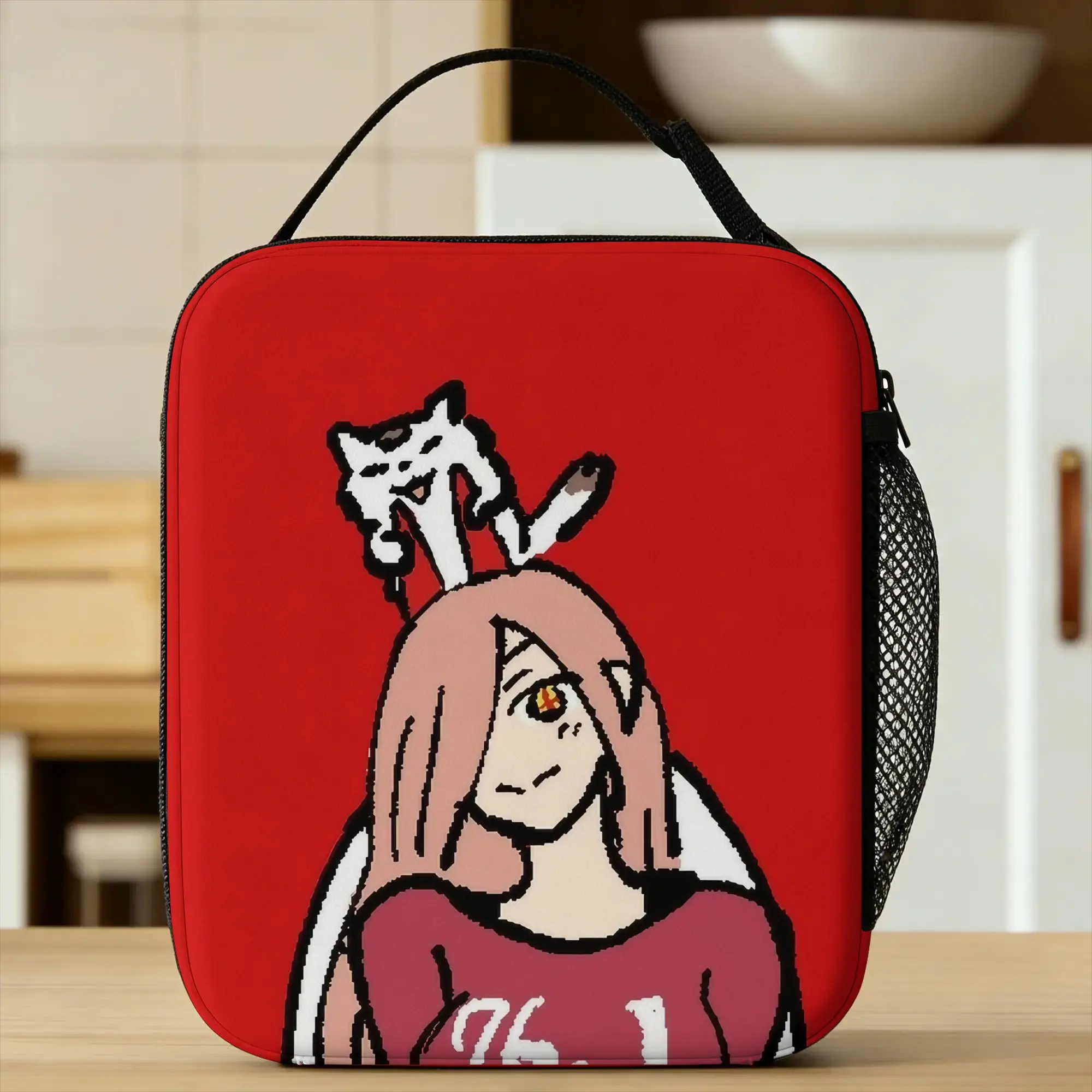 Manga Power Cat Anime Cartoon Insulated Lunch Bags High Capacity C-Chainsaws Man Reusable Cooler Bag Tote Lunch Box Office