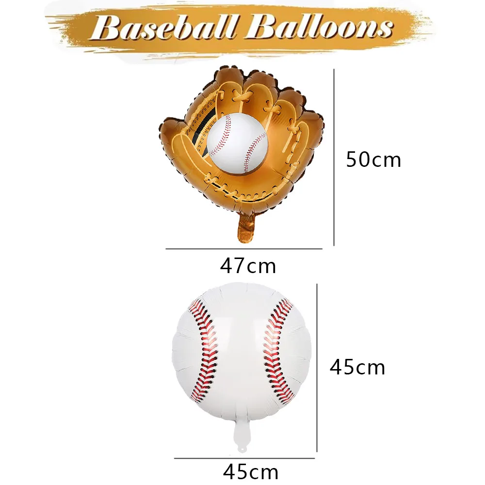 6Pcs Baseball Balloons Set Baseball Glove 18 Inch Sports Balloon for Kids Boys Baby Shower Baseball Birthday Party Decorations