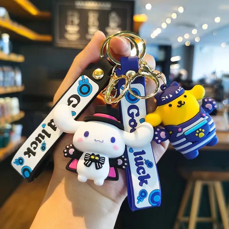 

Hello Kitty Kuromi Doll Pendant Key Chain Hello Kitty Kuromi Halloween key chain collection silicone backpack decorative gifts f