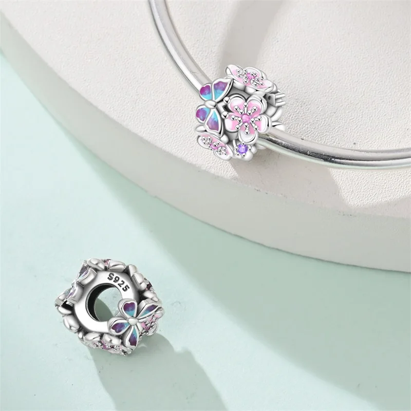 Fit Qikaola 925 Original Bracelet 925 Sterling Silver Flower Bird Series Charms Beads For Women Fashion DIY Jewelry Gifts Making