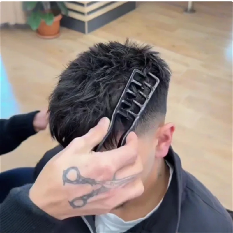 1pc random color plastic wide tooth hair comb u shape men portable volumizing styling comb slicked back textured hair brush