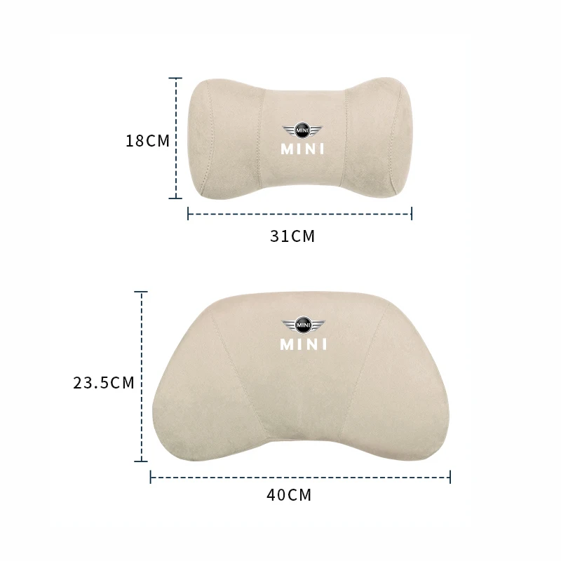 Mini-Auto-Wildleder-Kopfstützenkissen, Lendenwirbelstützkissen-Aufkleber für Mini Cooper JCW Works F54 F55 F56 F57 F60 R50 R52 R53 R55 – Detail 6