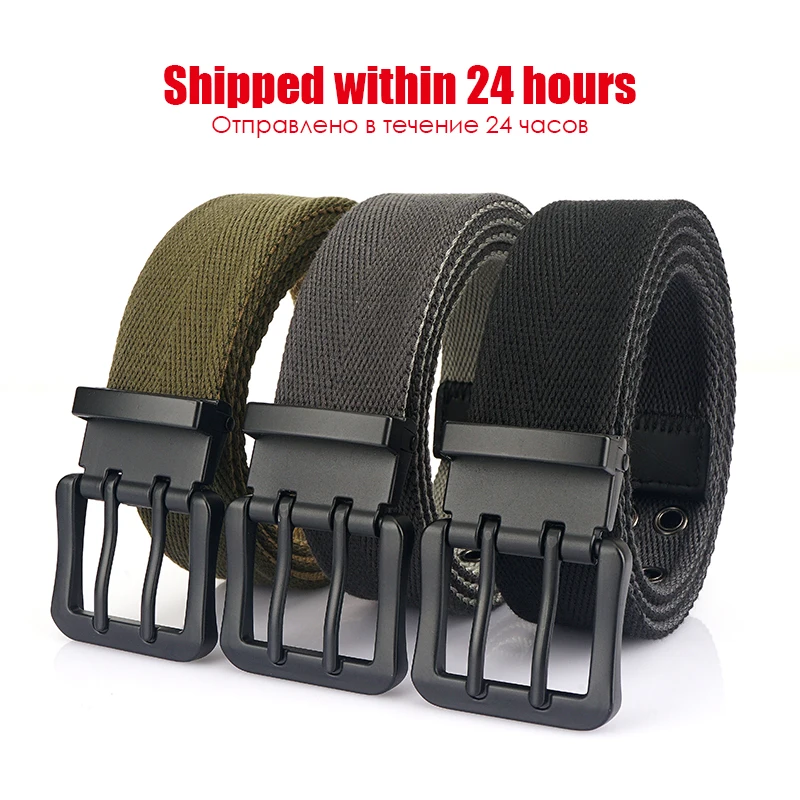 Vintage Reversible Belt For Men Double Needle Alloy Buckle Soft Tough Canvas Belt 38mm Adjustable Work Girdle Male Accessories