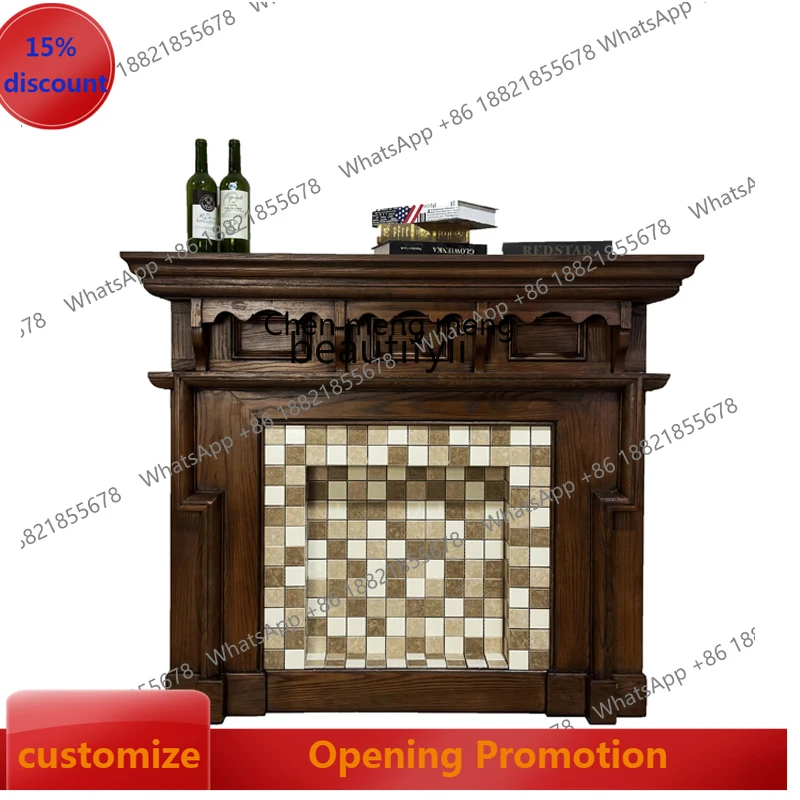 

European fireplace decorative cabinet, living room solid wood fireplace rack, TV cabinet, retro medieval ornament