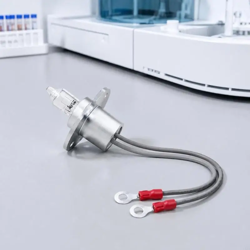HX5E 12V 20W Round-Base Equipment Light-Source Bulb with Twin Gray Cables and Red-Sleeved Eyelet Connectors, Supplied as a