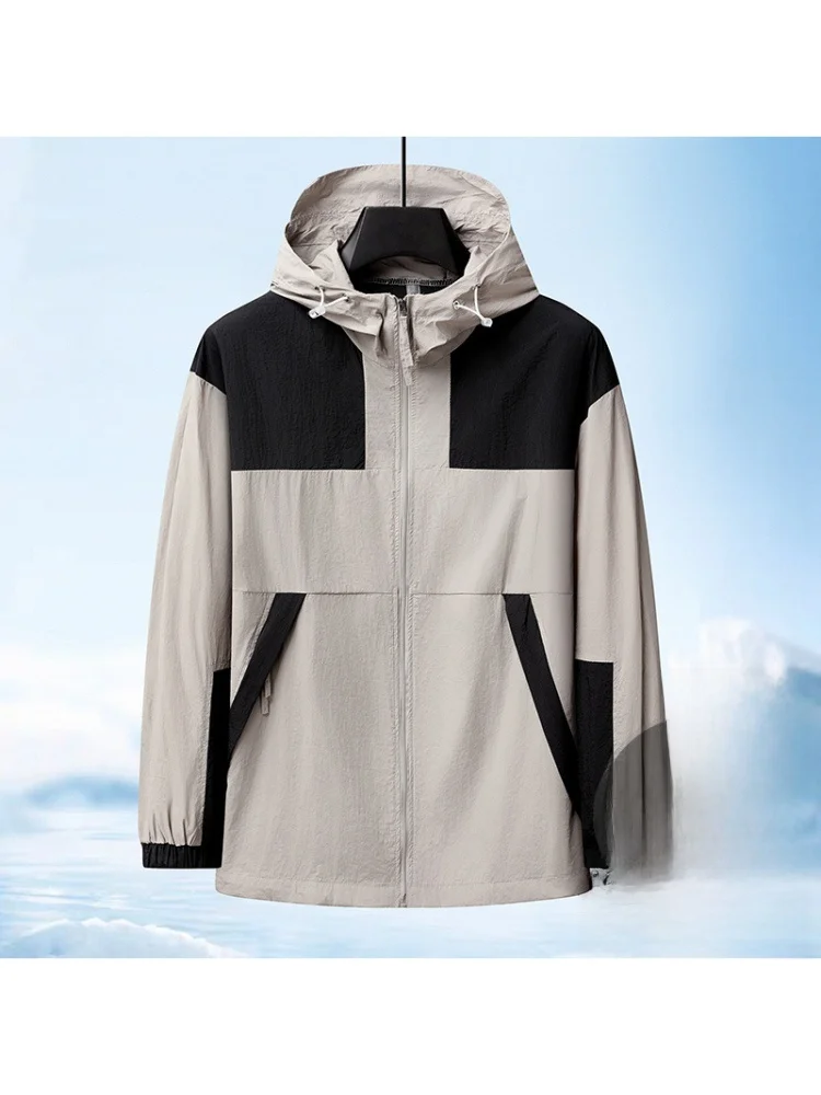 

Мужская ультратонкая дышащая ветровка из ледяного шелка с защитой от солнца, модная летняя легкая ветровка для студентов и подростков