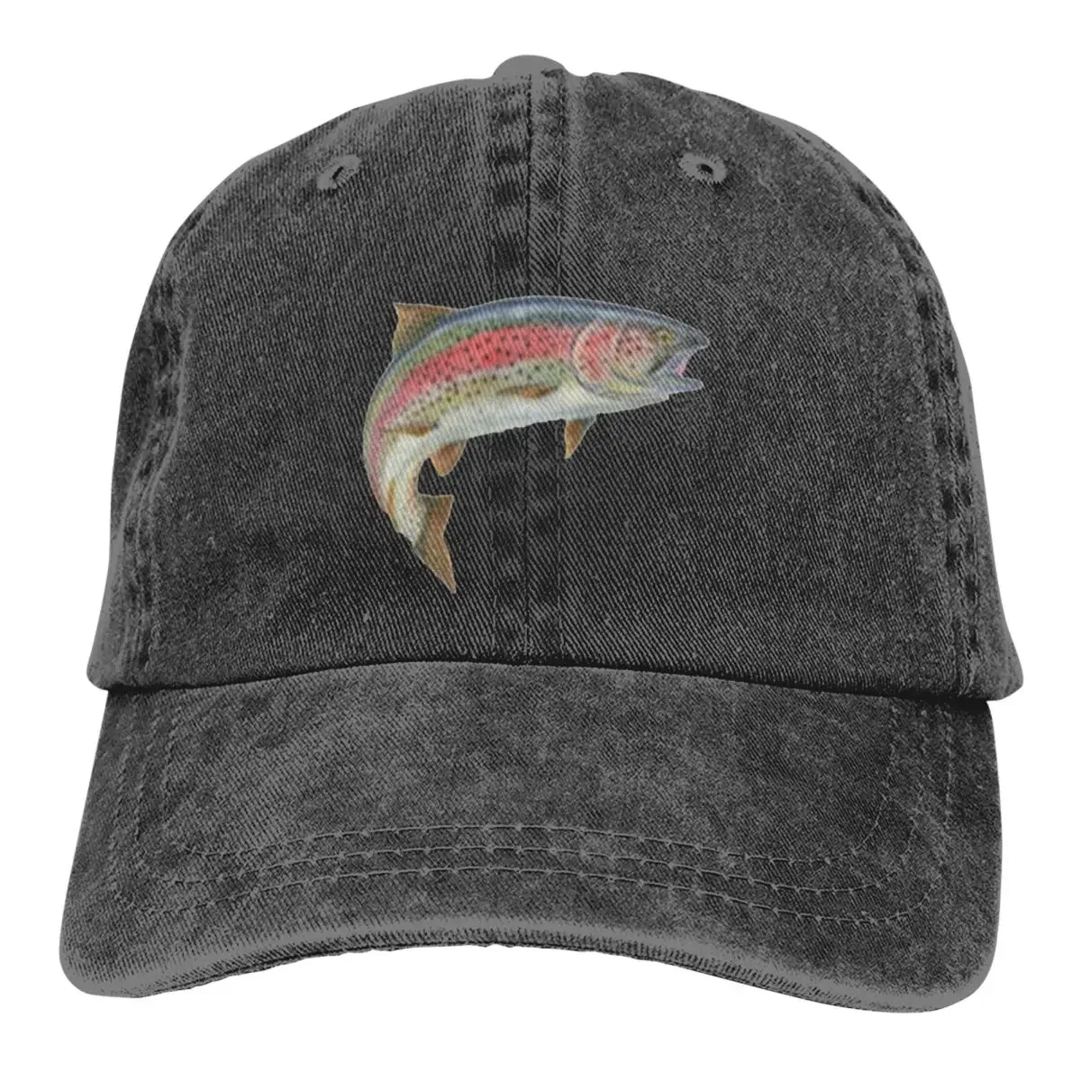 Rainbow Trout Baseball Cap Funny Animal Outdoor Sports Hot Sale Washed Trucker Hat Couple Women Casual Design Snapback Cap