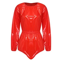 Womens Leotard Waterproof Diaper Over Bodysuit Long Sleeve Elastic Waist Buttoned Crotch Leotard Adaptive Special Needs Clothing