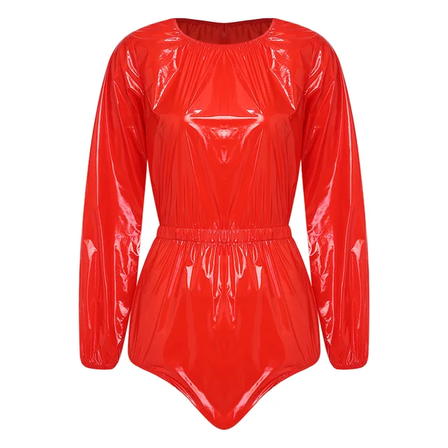 Womens Leotard Waterproof Diaper Over Bodysuit Long Sleeve Elastic Waist Buttoned Crotch Leotard Adaptive Special Needs Clothing
