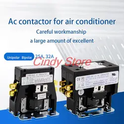 1pc Ac Contactor For Air Conditioner  Single/Double Pole  CJX9B-25S/D AC 220V Air Conditioner Coil Magnetic Contactor