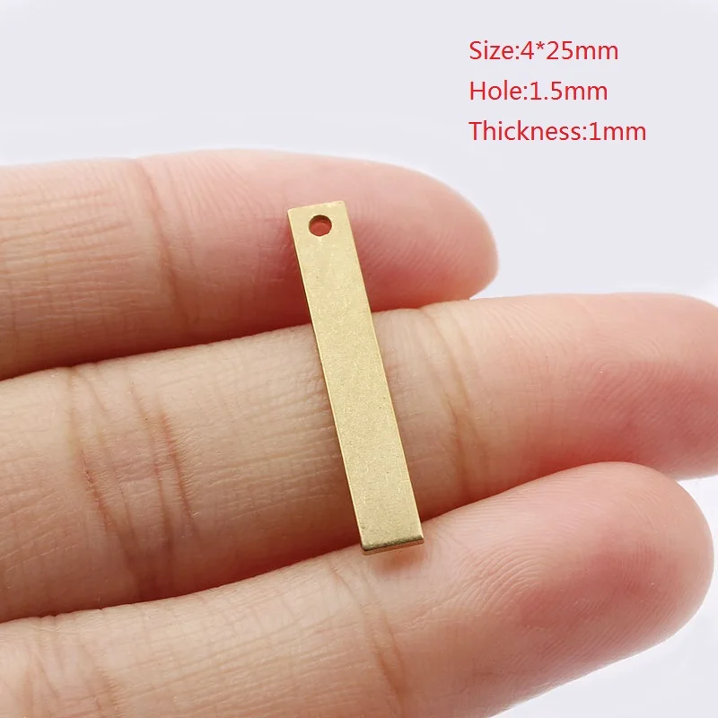 10pcs Raw Brass Rectangle Charms for DIY Jewellery Making