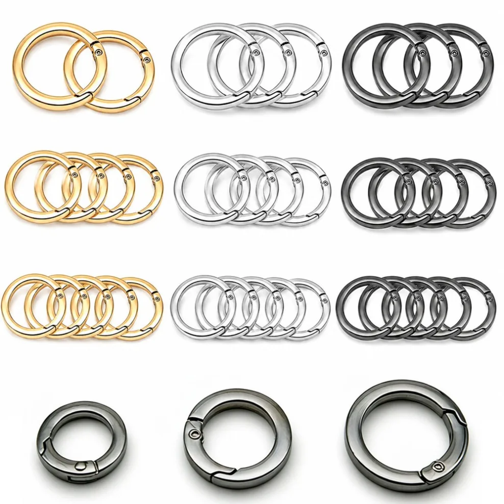5/20/100pcs Metal O Ring Spring Clasps for DIY Jewelry Openable Round Carabiner Keychain Bag Clips Hook Dog Chain Connector