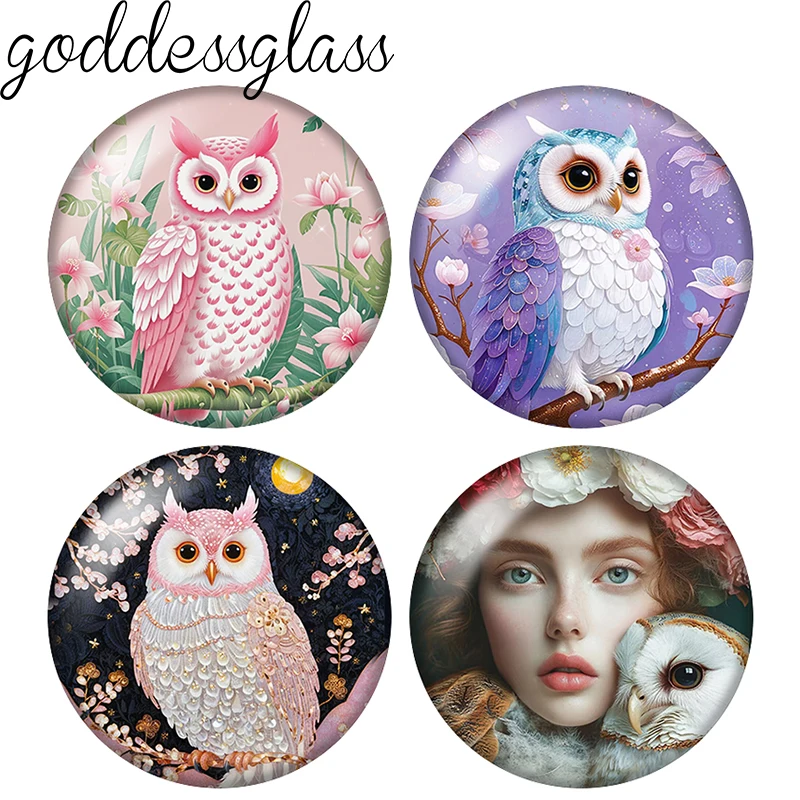 

Стиль совы узор Сова и девушка лицо красота 10 шт. 12 мм/18 мм/20 мм/25 мм круглый фото стеклянный кабошон с плоской задней частью Изготовление ювелирных изделий