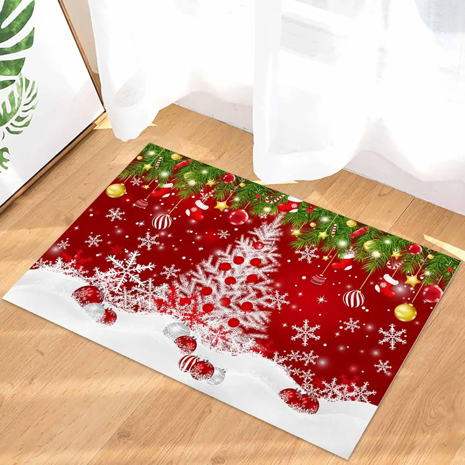 

Christmas Tree Theme Festival Welcome Doormats Bathroom Anti-silp Floor Pads Suitable for Livingroom Entrance Decorate Accessory