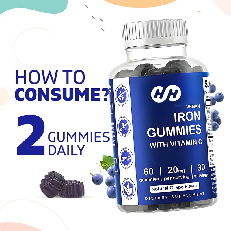 

Vitamin C Iron Gummie Supplement for Men and Women -20 Milligrams, 60 Vegetarian Gummies