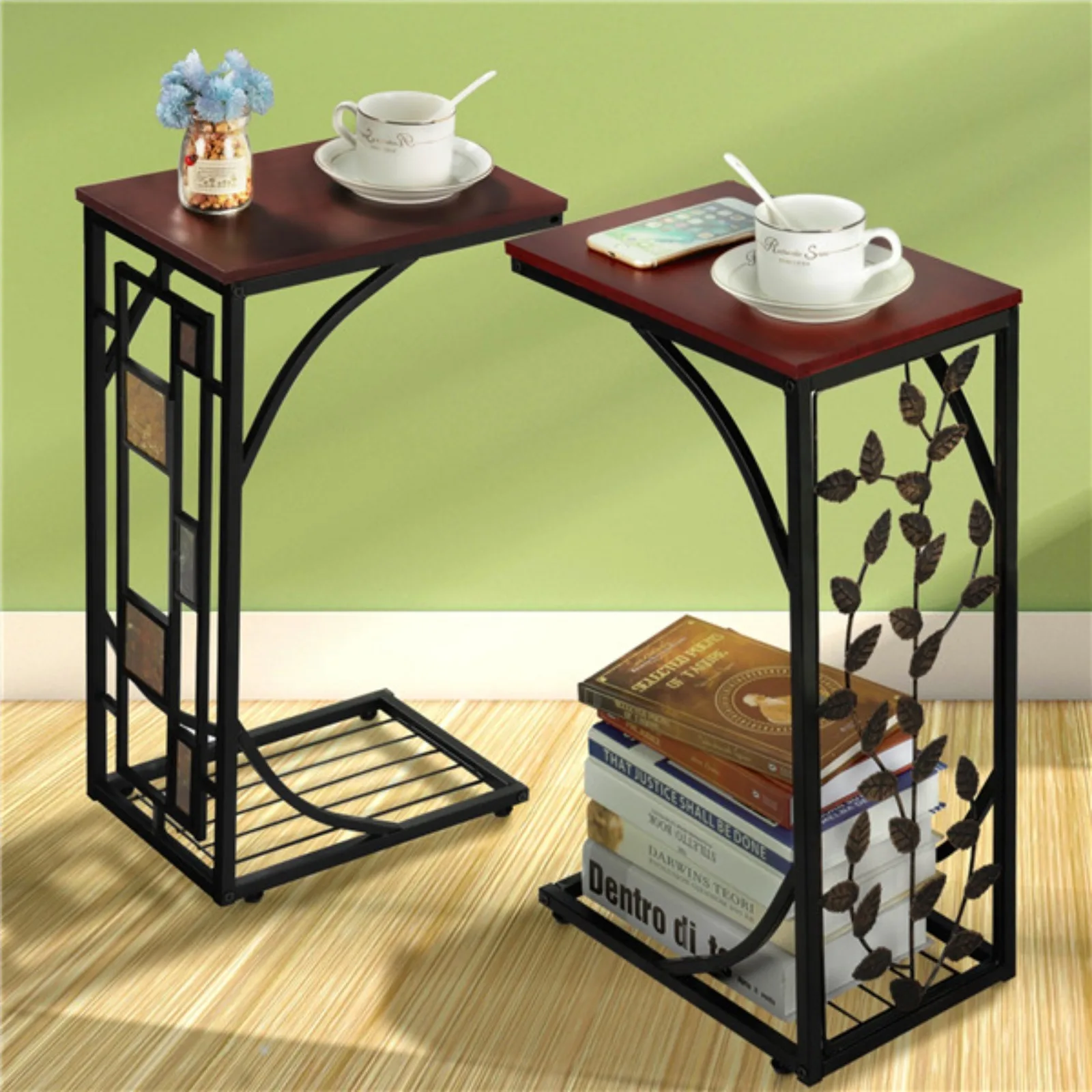 

US C Shaped End Table for Living Room Sofa Side Coffee Snack Tray