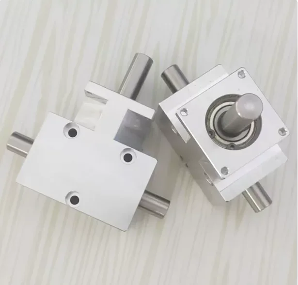 Small corner gear, 90-degree 1:1 helical bevel gear shaft, 12mm codirectional dual output shaft differential gearbox
