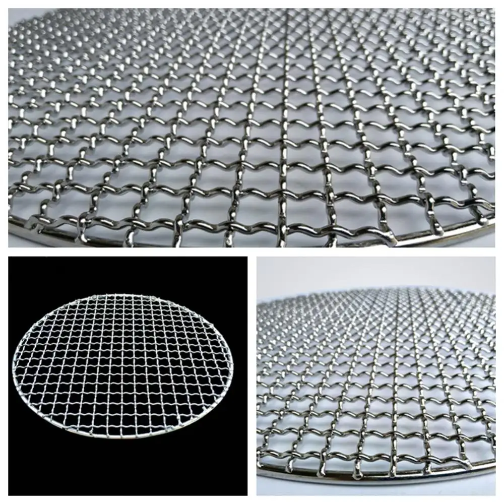 Round Stainless Steel BBQ Grill Roast Mesh Net Non-stick Barbecue Baking Pan