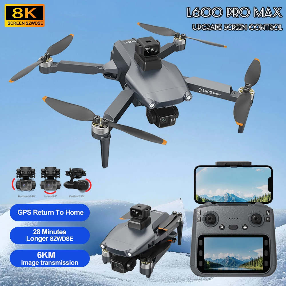 

New Drone 8K Professional GPS HD Camera 3-axis Gimbal Drones 5G WIFI FPV 4.5 Inch Large Screen Remote Control Dron L600 PRO MAX