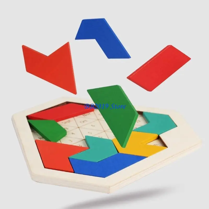 Q0KB Calendar Teaser Wooden Puzzles Education Game Set