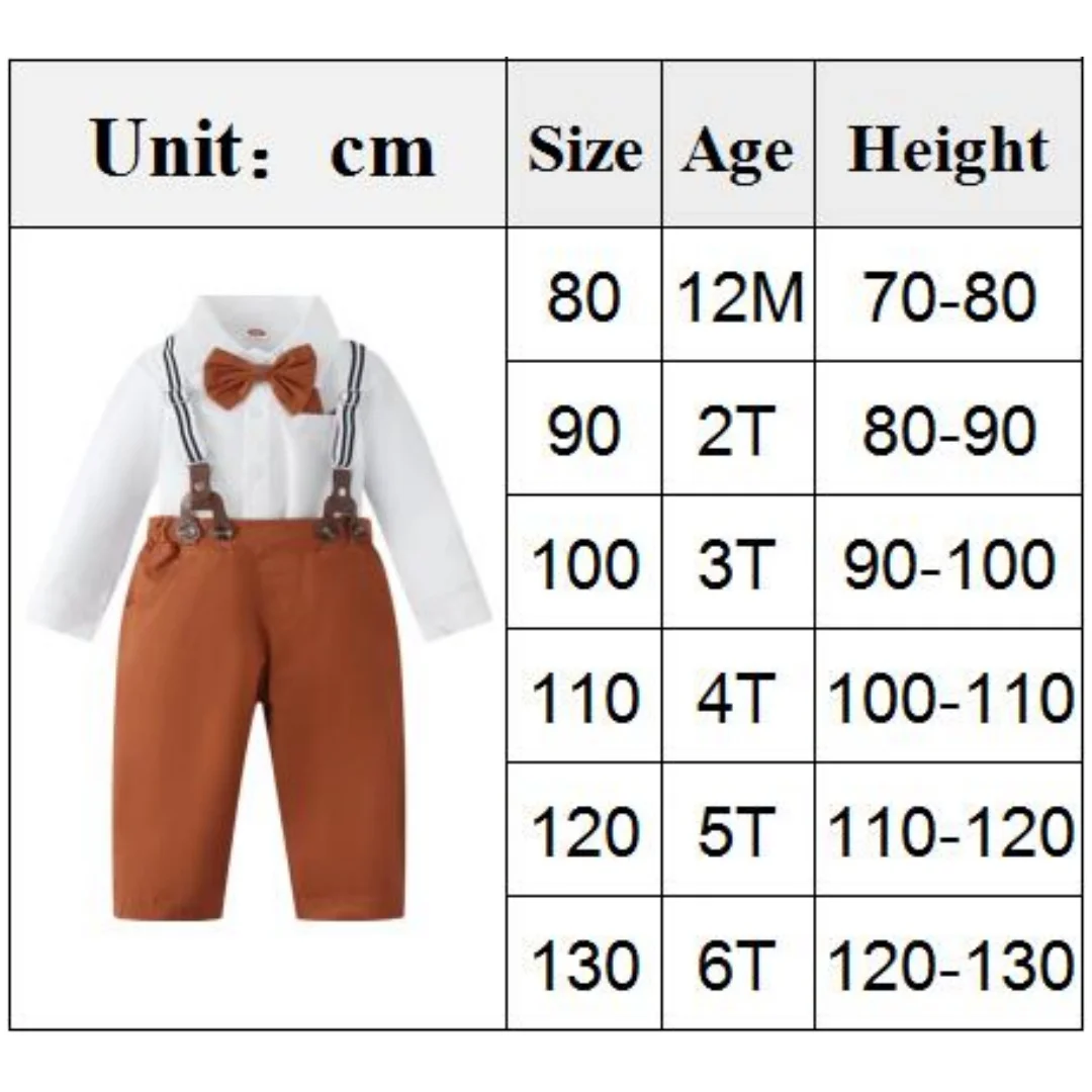 Boy Wedding Clothing Set Solid Cotton Shirt with Pants Kid Suspender suit 1 2 3 4 5 6Years Fall Birthday Costume Gentleman Child image 6