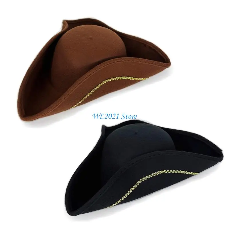 

G5GC Victorian Victorian Pirate Hat Fleece Golden Decoration Unisex Headwear