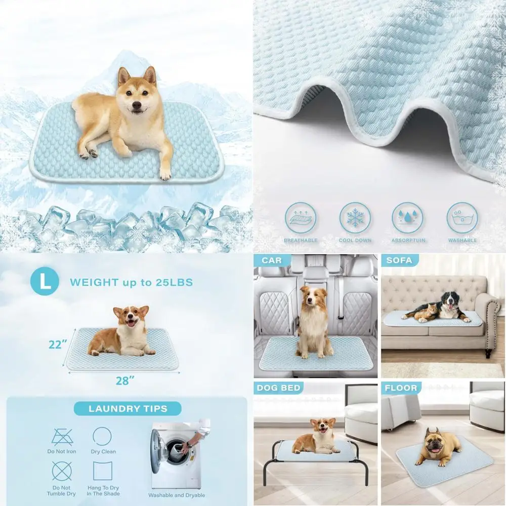 وسادة نوم للكلاب وبساط تبريد للحيوانات الأليفة - سطح فقاعي مسامي، تنظيف EZ. حافظ على تبريد الحيوانات الأليفة والأطفال والكبار في الصيف. (أزرق