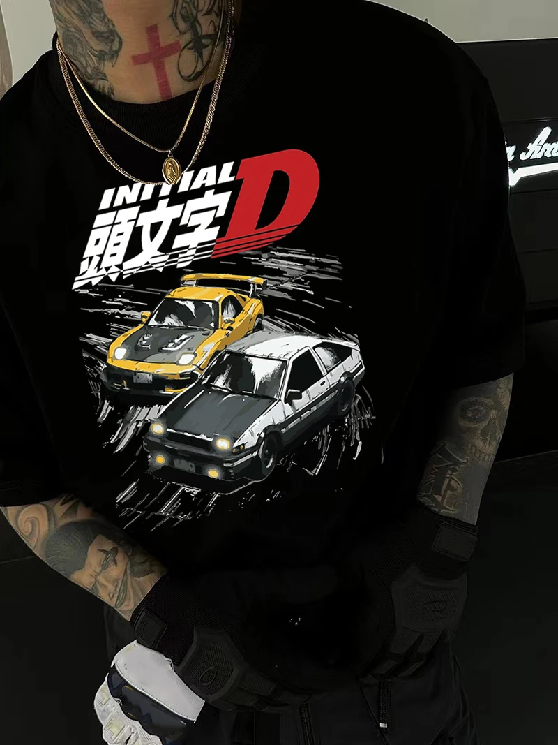 

AE86 Japan Anime Initial D T-shirt Men Summer Cool Short Sleeves Tshirt Casual Homme Tshirt Racing Drift Car Graphic Cotton Tees