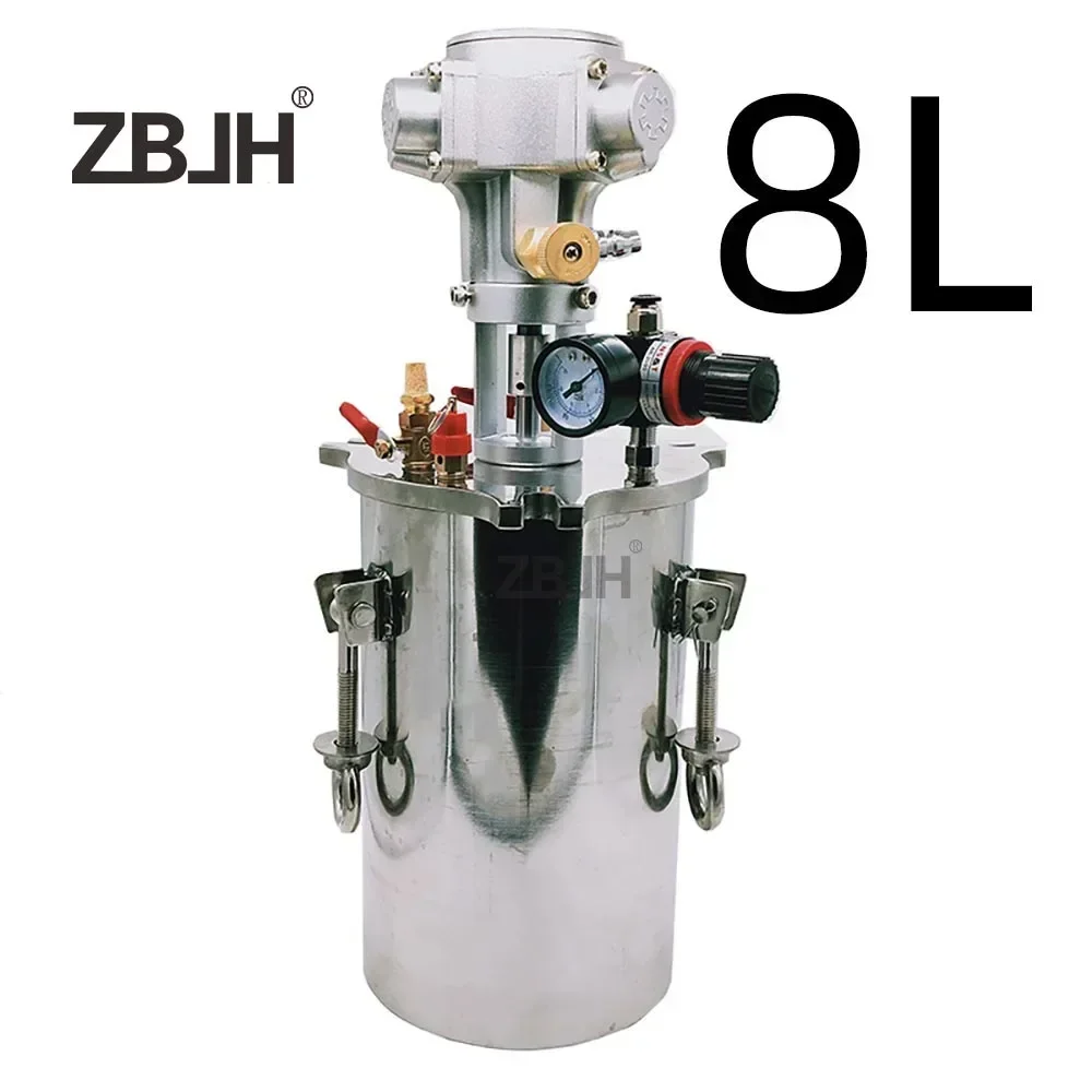 Botes de presión de 8L, tanques dispensadores de pegamento de acero inoxidable con conjunto de mezcla neumática
