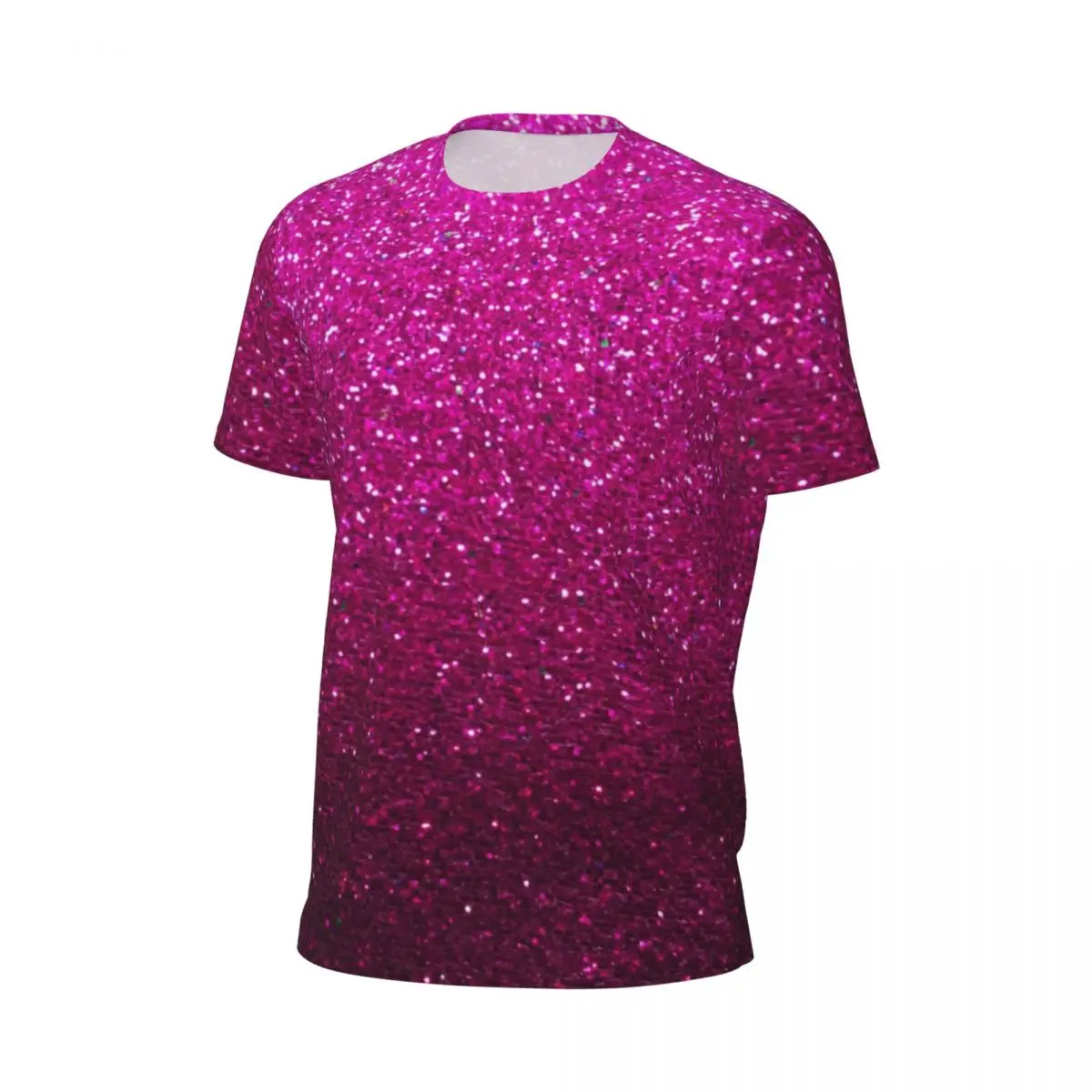 Metallic Glitter Print T Shirt Mens Pink Ombre Sparkles Y2K Casual Sports T Shirts Summer Novelty Tees Custom Plus Size Tops