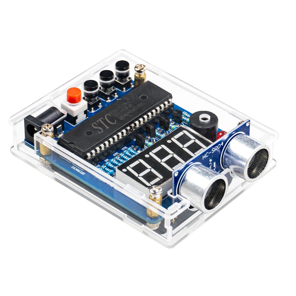 DIY Kit Electronics Ultrasonic Ranging STC89C51 4m for Car Reversing Radar Digital Tube Display LED Indicator DC5V Acrylic Shell