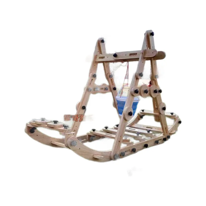 Outdoor large-scale carbonized puzzle area, solid wood construction game