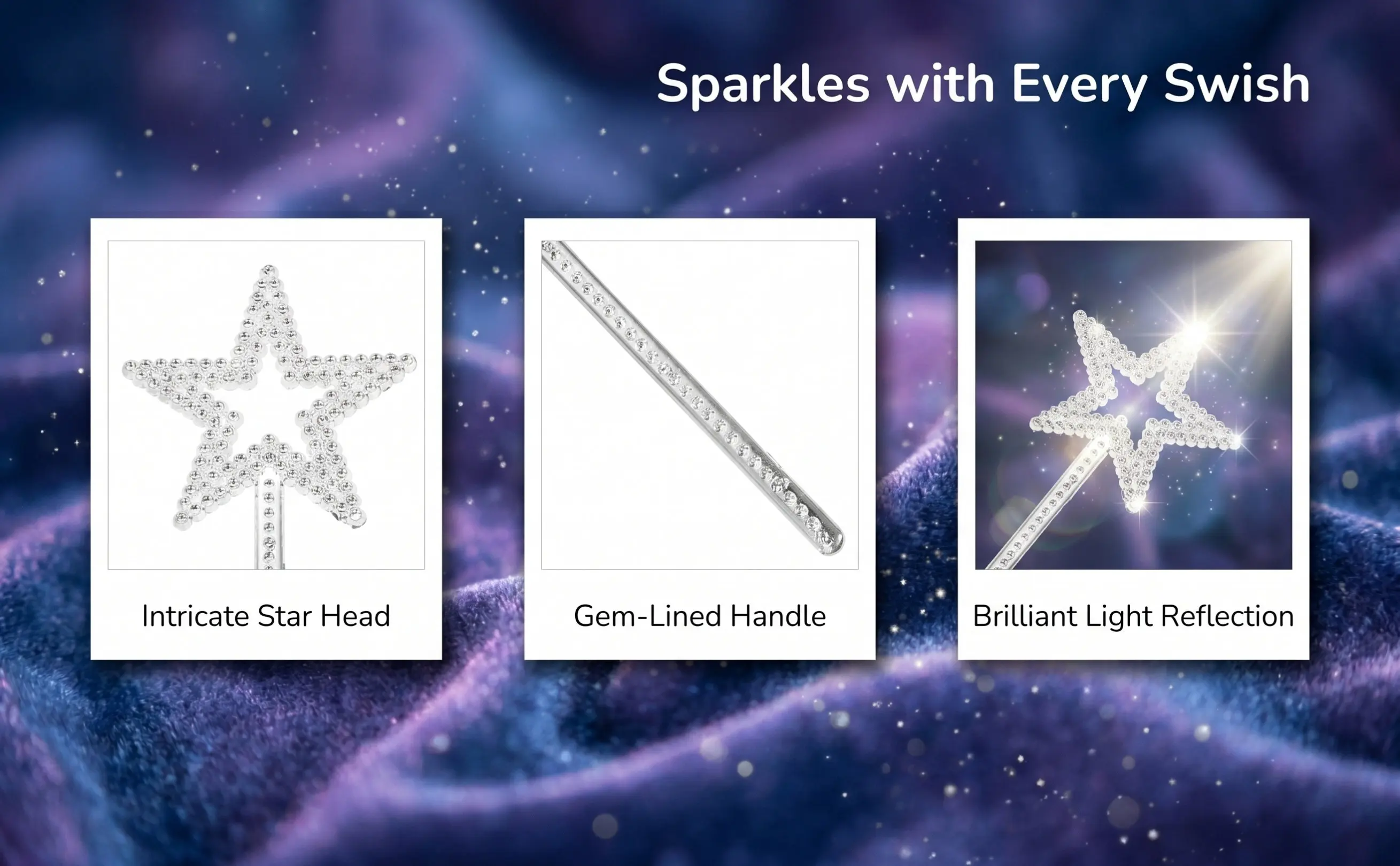 12Pcs Plastic Fairy Wand Star Shaped Sparkling Beads Party Prop for Birthday Halloween Princess Costume Angel Theme Silver