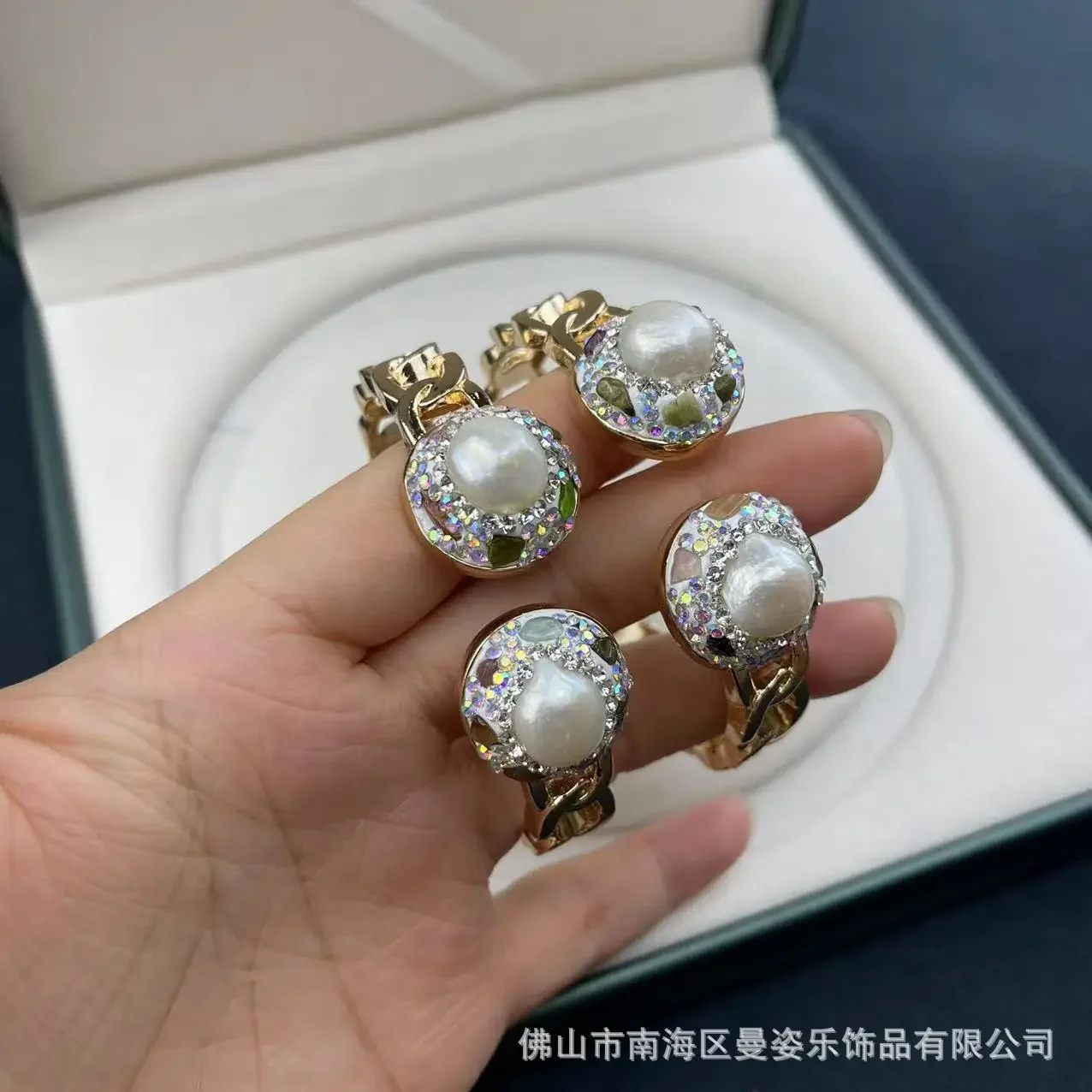 Baroque pearl clay inlaid tourmaline live color retention bracelet original design jewelry vintage jewelry