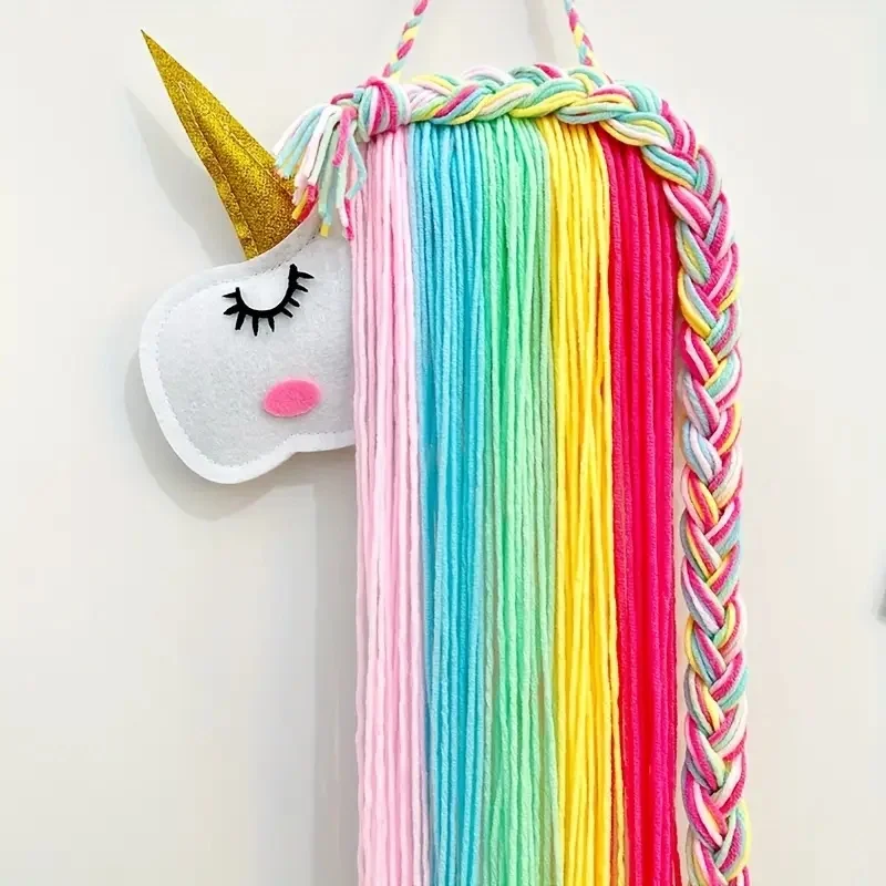 Unicorn, girl hair clip and hair accessory storage, room wall decoration, hair band storage rack, cute handmade felt view 3