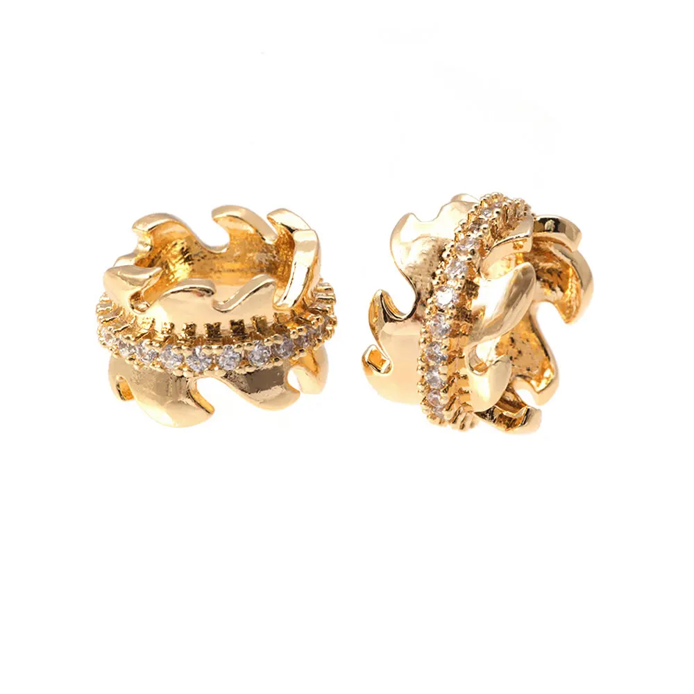 18K Gold Color Brass Zircon Wheel Bracelets Spacer Beads High Quality Diy Necklace Earrings Jewelry Accessories Making Supplies view 5