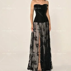 Customized Sleeveless Bow Lace Elegant Evening Dress Beadings Long Party Dresses For Formal Occasion Prom Dress