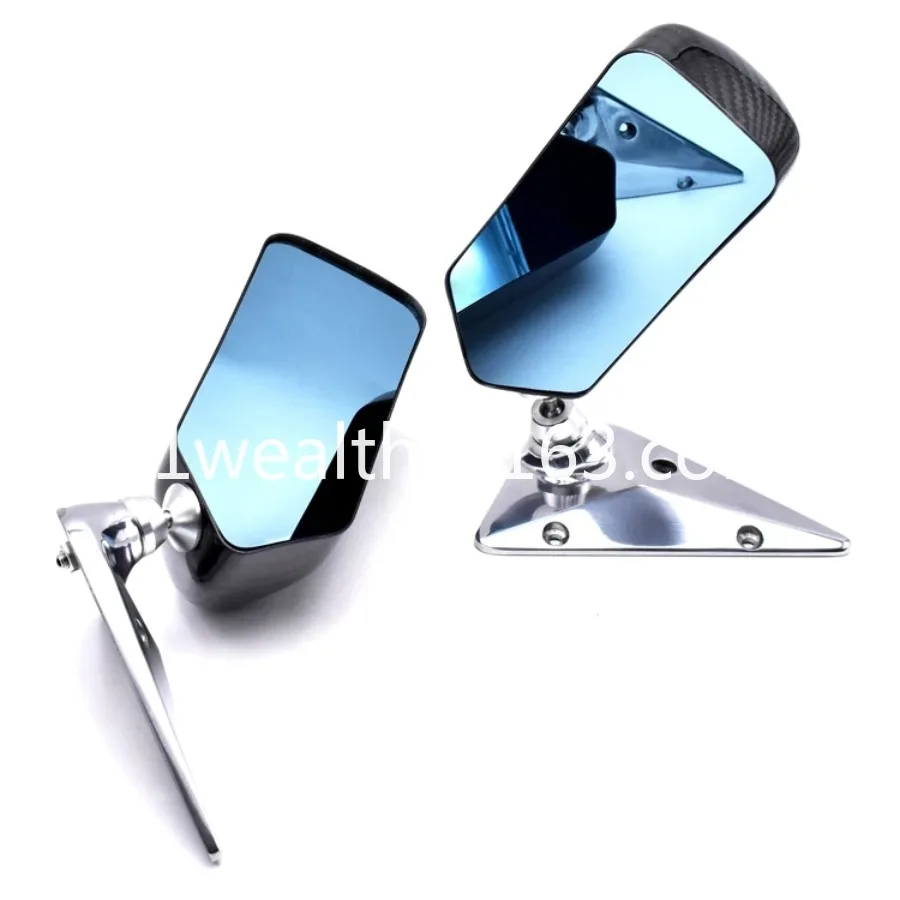Universal F1 Style Side Mirrors Real Carbon Fiber Rearview Mirrors Blue Tint Mirror for All Cars