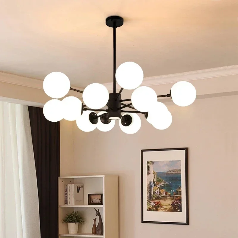 

Nordic Ceiling Chandelier Lighting E27 Nordic Pendant Lamps for Living Dining Room Glass Magic Bean Light Home Decor Suspen Lamp