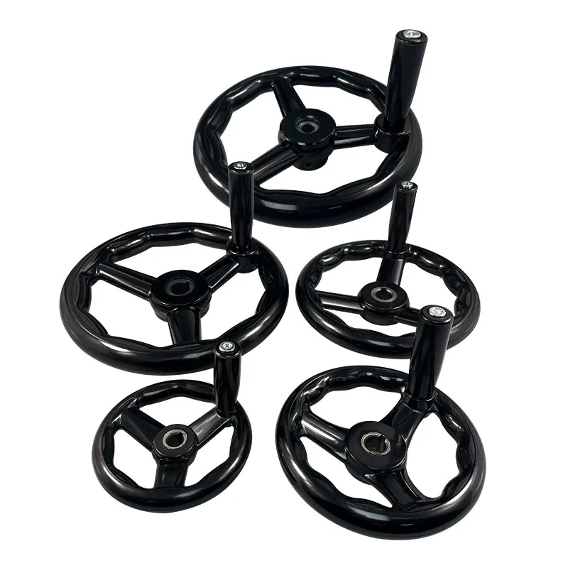 

Black Milling Machine Lathe CNC Spoked Hand Wheel Wavy Round bakelite three handwheel 100/125/160/200/250mm