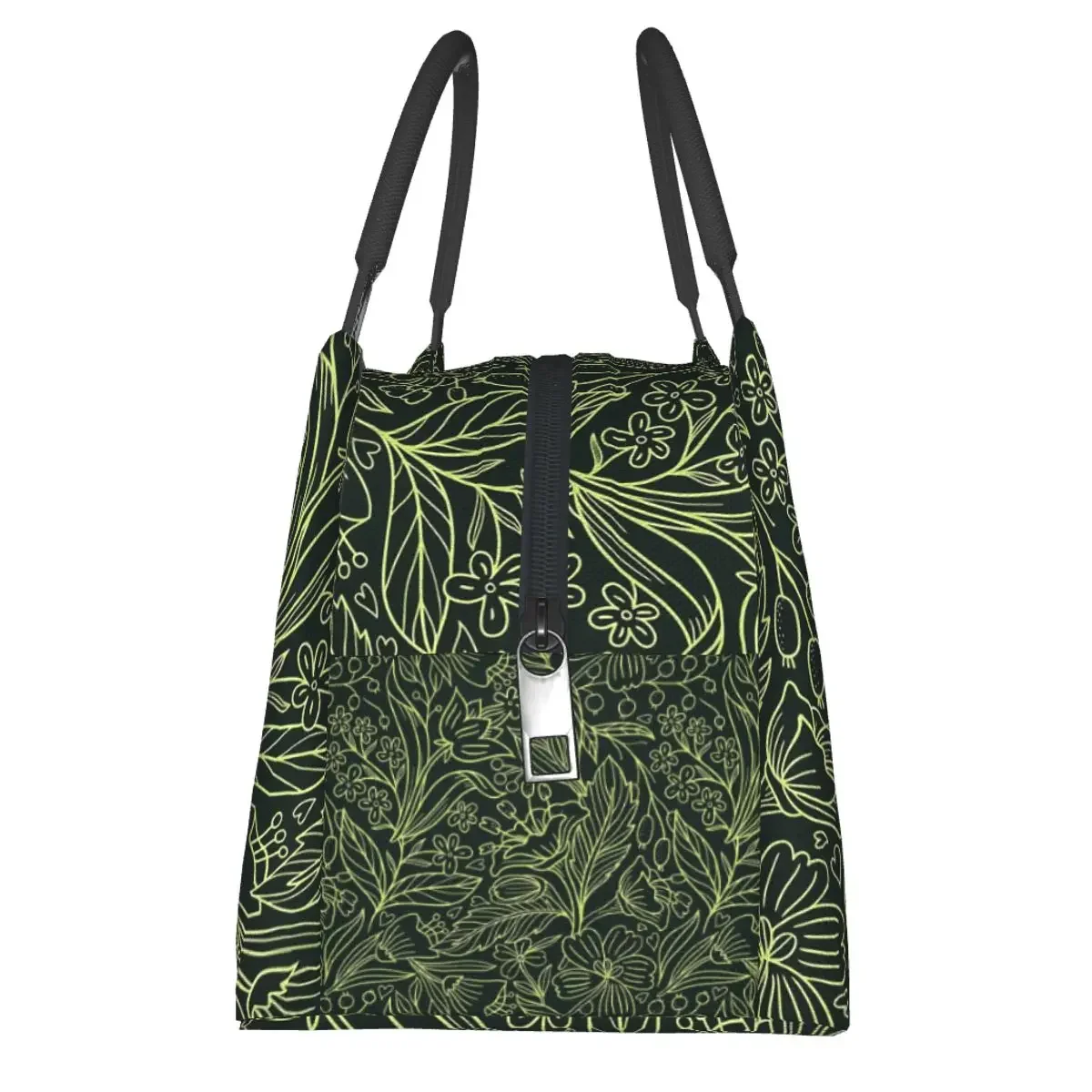 Ditsy Floral Lunch Bag Green Dense Flower Vintage Lunch Box For Adult Travel Convenient Cooler Bag Print Thermal Lunch Bags