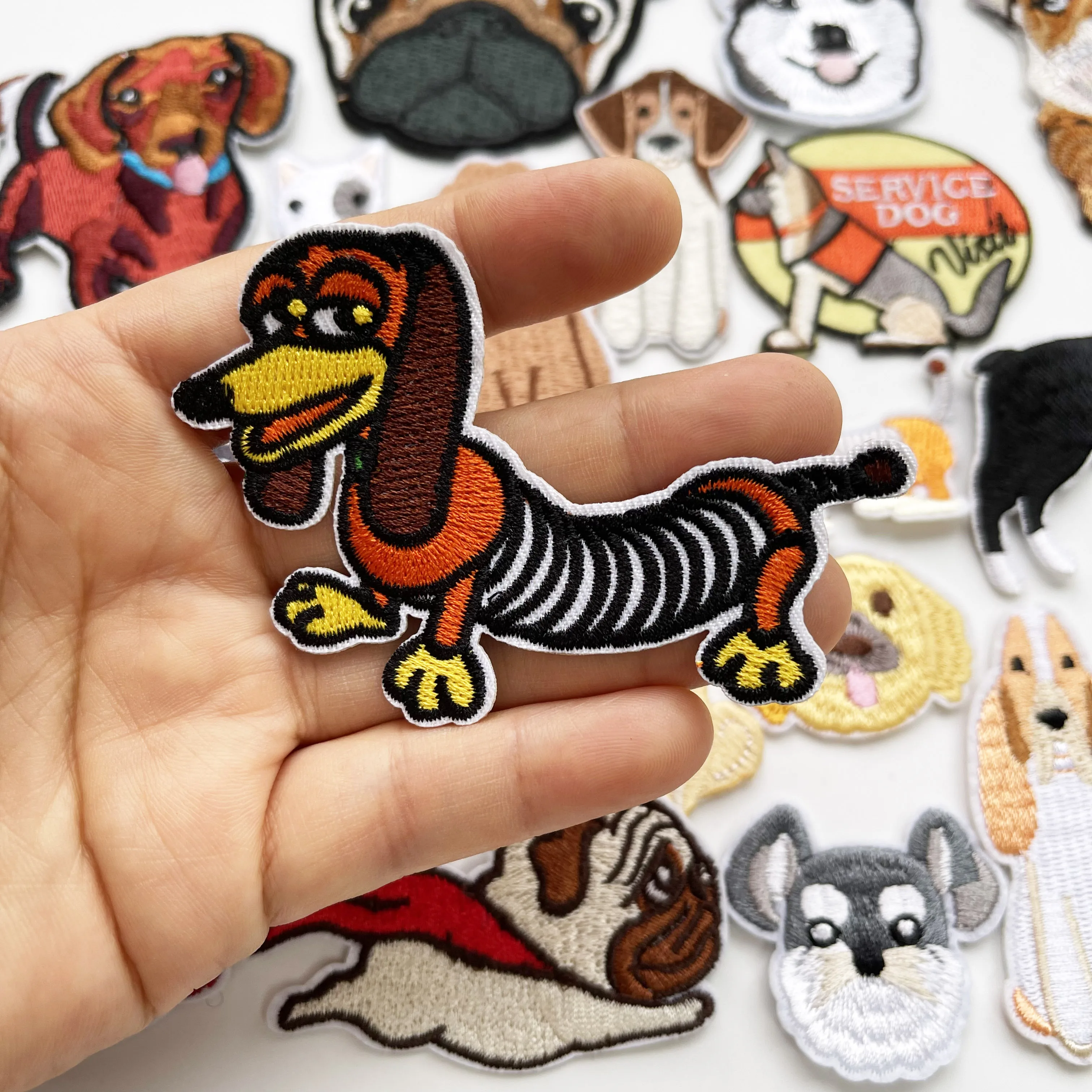Cartoon/Dog Patches For Clothing Fox Husky Claw Pug Embroidered patch Thermoadhesive Iron on patches for Jacket DIY Sew Stickers