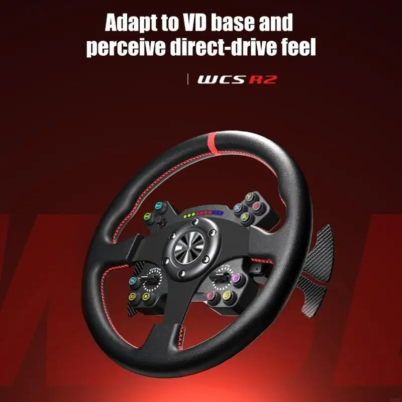 Programmable Racing Wheel with Lighting High Accuracy Steering Wheel Simple Installation for PC Gaming & Simulation 896C