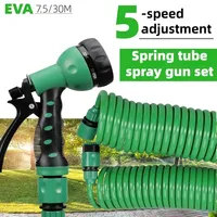 7.5-15M Retractable EVA Garden Hose - 5 Spray Modes, Expandable, No-Kink, Lightweight, High Pressure for Car Wash & Watering