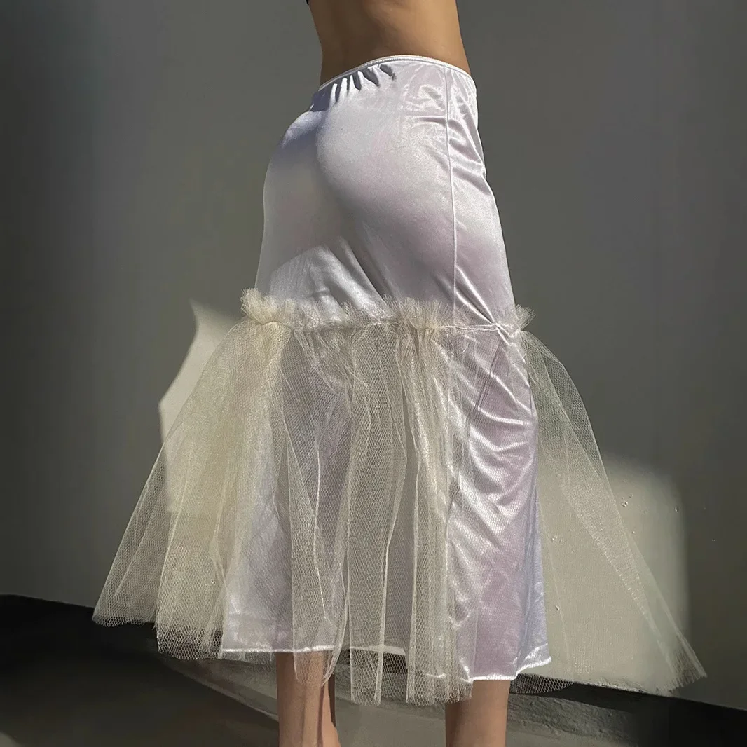 Frühling Ins Neue Mesh Perspektive Spleißen Sexy Spicy Girl Halb Rock