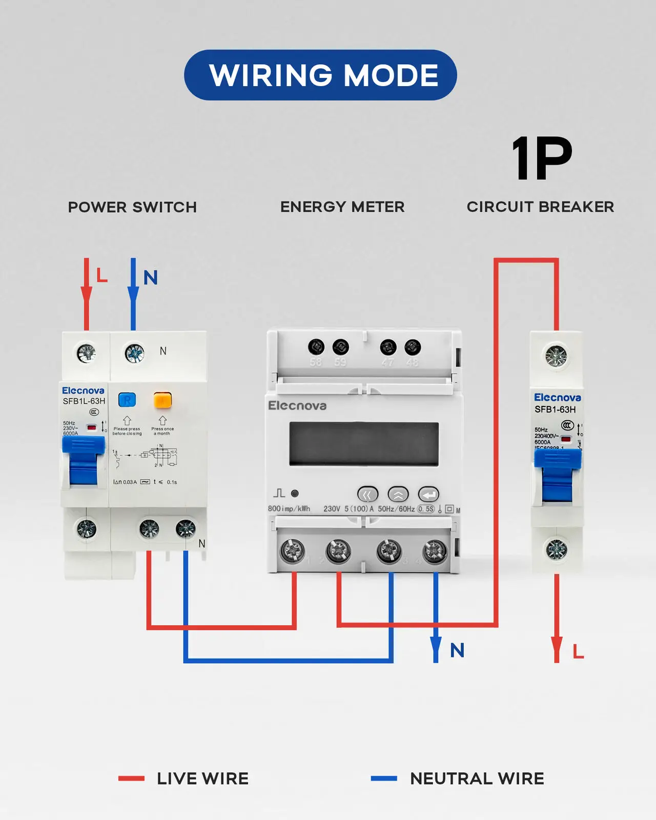 1Pole 50amp AC Circuit Breaker, 230V, DIN Rail Mount, Short-circuit Protection Overload, Tripping, MCB, 110V / 120V Available