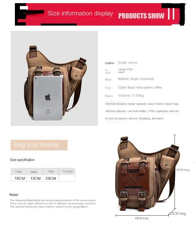 Men Crossbody Bags Male Canvas Shoulder Bags Boy Messenger Bags Handbags for Travel Vintage Style Casual Brown Bag bolsos hombre