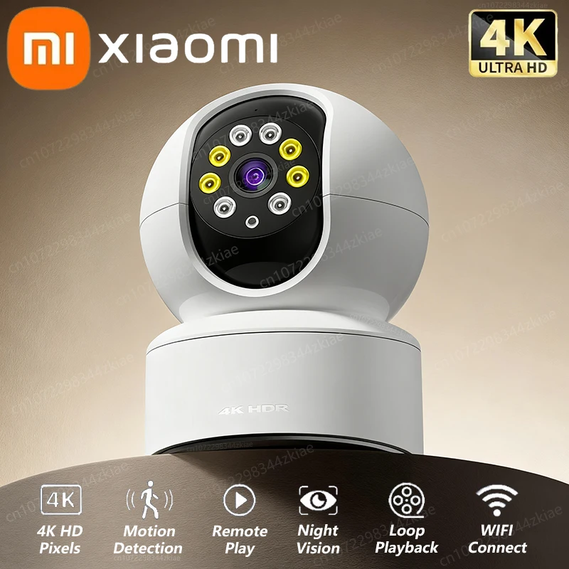 كاميرا Xiaomi 4K الذكية القابلة للدوران واي فاي مراقبة يمكن التحكم فيها في اتجاهين الصوت تتبع السيارات اللون للرؤية الليلية كاميرا داخلية