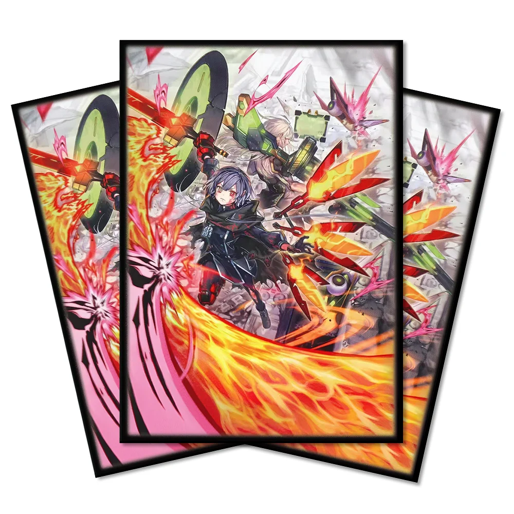 50PCS 63*90mm Flashing Anime Japanese Size Card Sleeves Anti-tear and Anti-wear Trading Card Sleeves  Compatible with YGO Cards